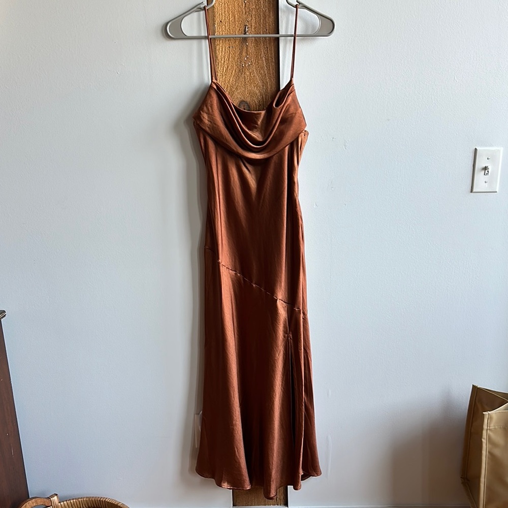 Selfie Leslie Copper Asymmetrical Dress